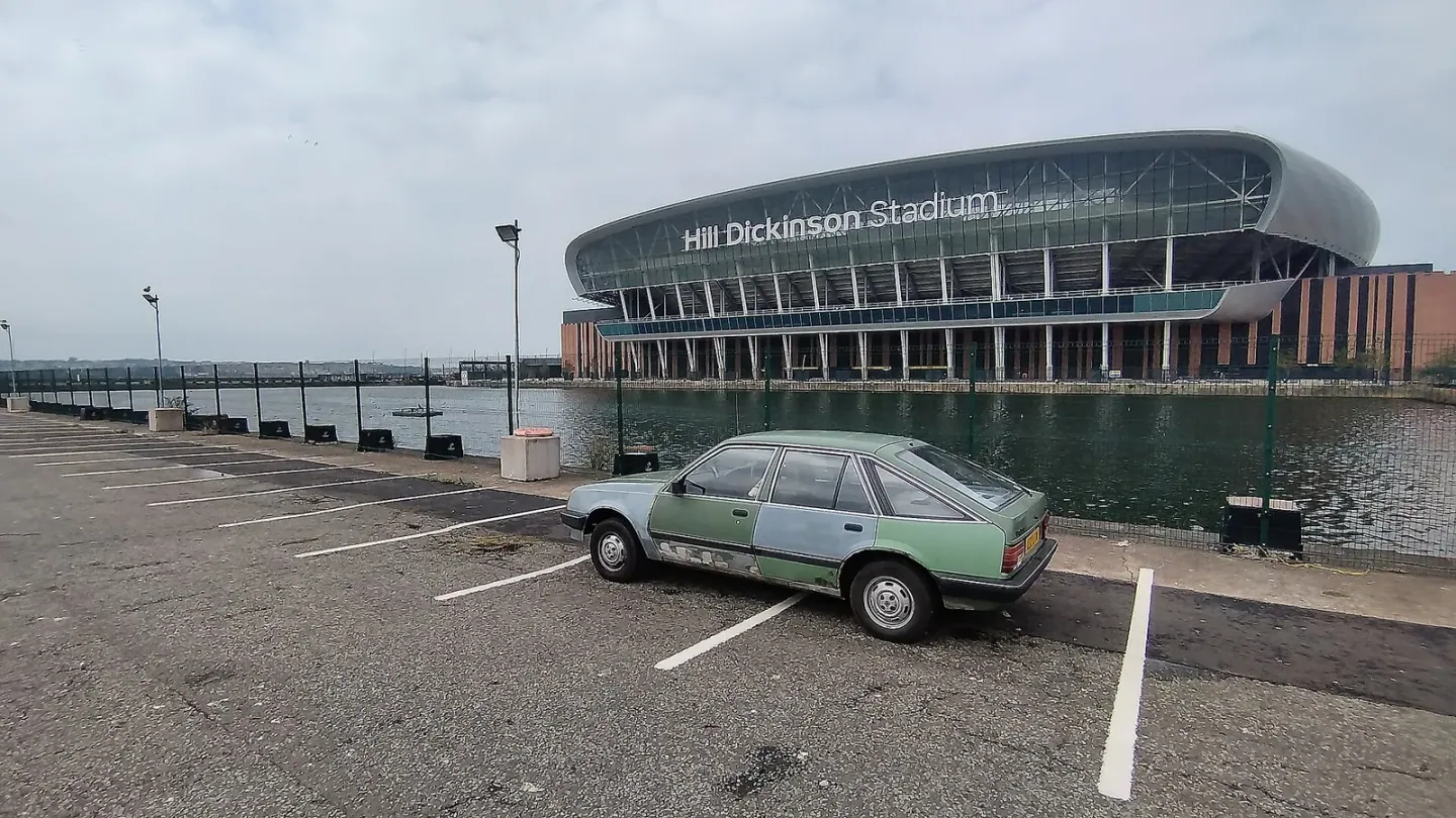 Estadio del Everton en Bramley-Moore Dock, fotografía de archivo.