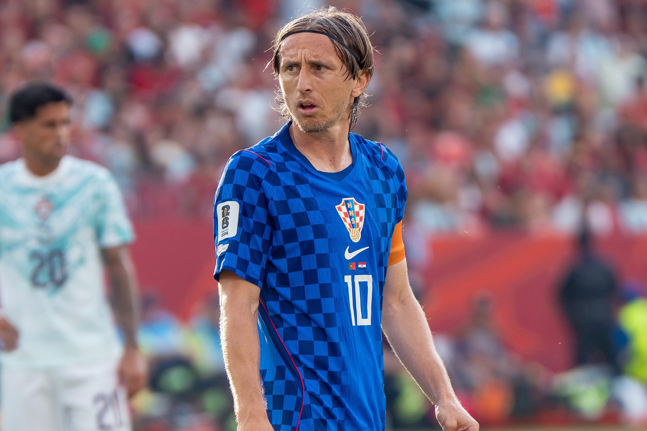 Luka Modrić con la camiseta de Croacia durante un partido